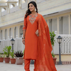 Elegant Straight Kurti Pant Dupatta Set