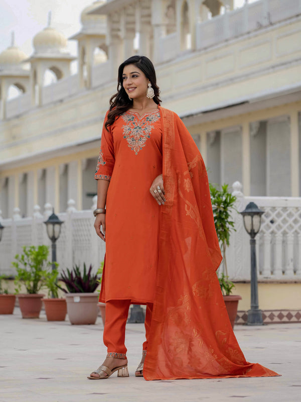 Elegant Straight Kurti Pant Dupatta Set