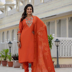 Elegant Straight Kurti Pant Dupatta Set