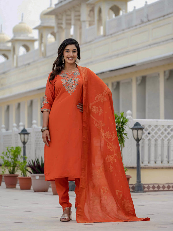 Elegant Straight Kurti Pant Dupatta Set
