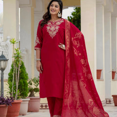 Elegant Straight Kurti Pant Dupatta Set