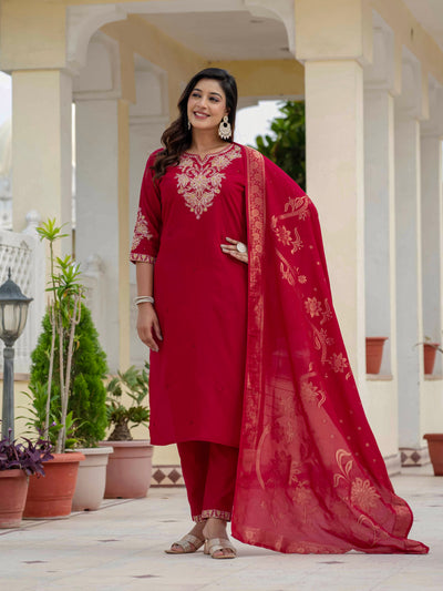 Elegant Straight Kurti Pant Dupatta Set