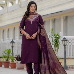 Elegant Straight Kurti Pant Dupatta Set