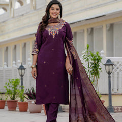 Elegant Straight Kurti Pant Dupatta Set
