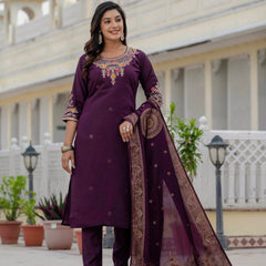 Elegant Straight Kurti Pant Dupatta Set