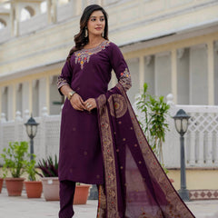 Elegant Straight Kurti Pant Dupatta Set