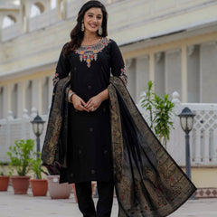 Elegant Straight Kurti Pant Dupatta Set
