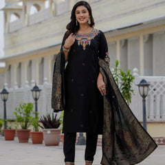 Elegant Straight Kurti Pant Dupatta Set