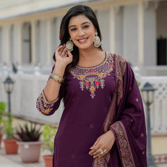 Elegant Straight Kurti Pant Dupatta Set