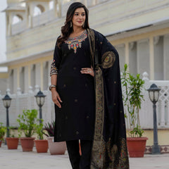 Elegant Straight Kurti Pant Dupatta Set