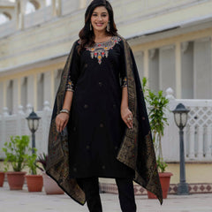 Elegant Straight Kurti Pant Dupatta Set