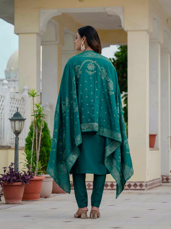 Elegant Straight Kurti Pant Dupatta Set