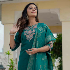 Elegant Straight Kurti Pant Dupatta Set