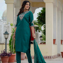 Elegant Straight Kurti Pant Dupatta Set