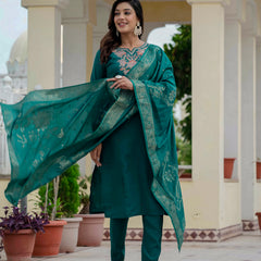 Elegant Straight Kurti Pant Dupatta Set