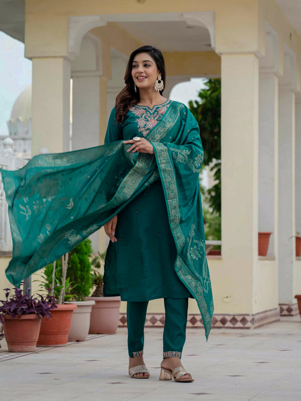 Elegant Straight Kurti Pant Dupatta Set
