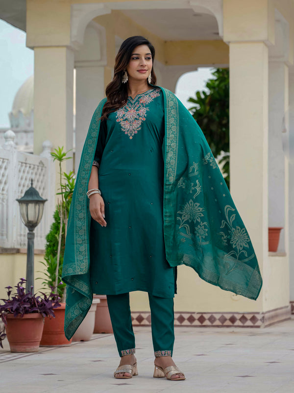 Elegant Straight Kurti Pant Dupatta Set
