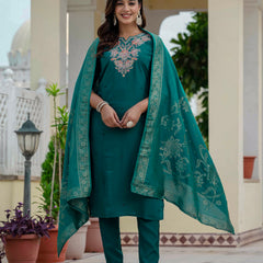 Elegant Straight Kurti Pant Dupatta Set