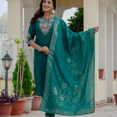 Elegant Straight Kurti Pant Dupatta Set