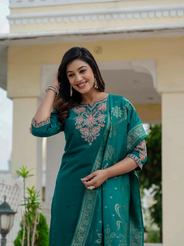 Elegant Straight Kurti Pant Dupatta Set