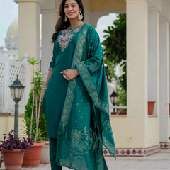 Elegant Straight Kurti Pant Dupatta Set