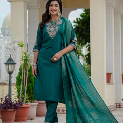 Elegant Straight Kurti Pant Dupatta Set