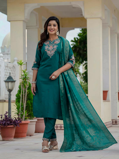 Elegant Straight Kurti Pant Dupatta Set