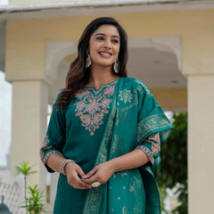 Elegant Straight Kurti Pant Dupatta Set