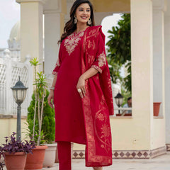 Elegant Straight Kurti Pant Dupatta Set
