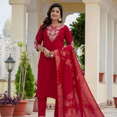 Elegant Straight Kurti Pant Dupatta Set