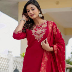 Elegant Straight Kurti Pant Dupatta Set