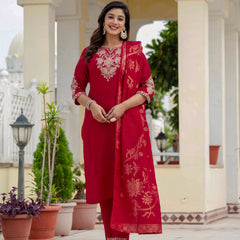 Elegant Straight Kurti Pant Dupatta Set