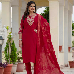 Elegant Straight Kurti Pant Dupatta Set