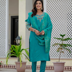 Elegant Straight Kurti Pant Dupatta Set