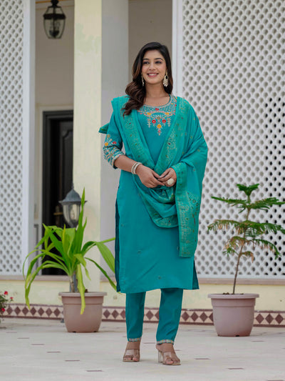 Elegant Straight Kurti Pant Dupatta Set