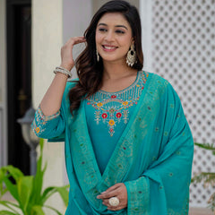 Elegant Straight Kurti Pant Dupatta Set