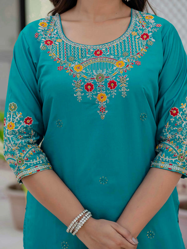 Elegant Straight Kurti Pant Dupatta Set