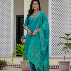 Elegant Straight Kurti Pant Dupatta Set
