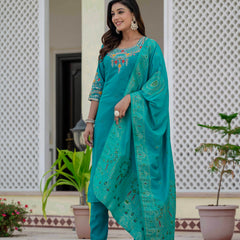Elegant Straight Kurti Pant Dupatta Set