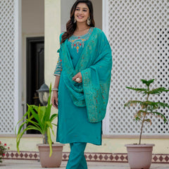 Elegant Straight Kurti Pant Dupatta Set