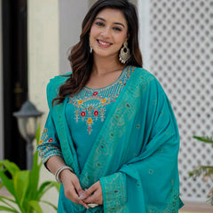 Elegant Straight Kurti Pant Dupatta Set