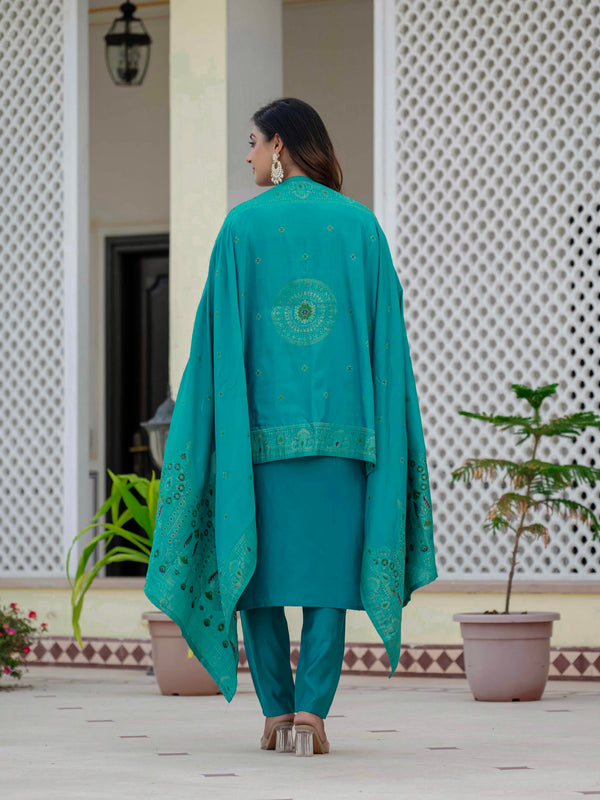 Elegant Straight Kurti Pant Dupatta Set