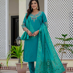 Elegant Straight Kurti Pant Dupatta Set