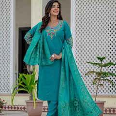 Elegant Straight Kurti Pant Dupatta Set