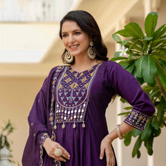 Anarkali Kurti Pant Dupatta Set