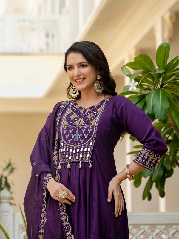 Anarkali Kurti Pant Dupatta Set