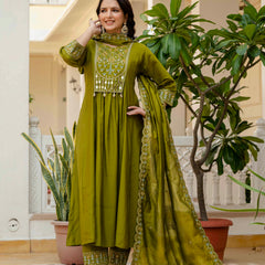 Anarkali Kurti Pant Dupatta Set