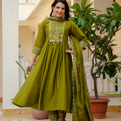 Anarkali Kurti Pant Dupatta Set