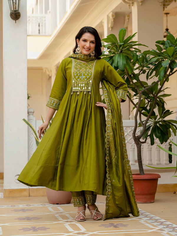 Anarkali Kurti Pant Dupatta Set