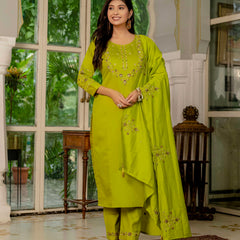 Elegant Straight Kurti Pant Dupatta Set